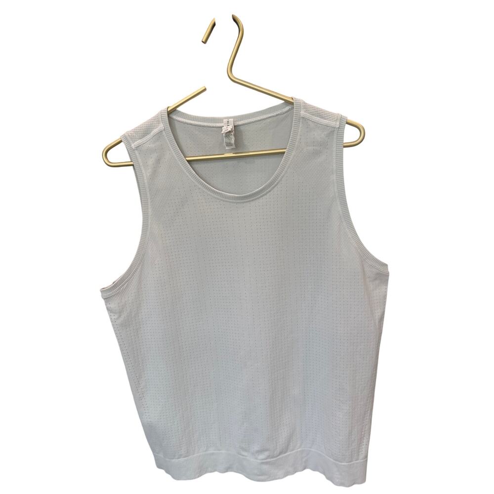 ✨ ATHLETA In Motion Perforated Tank Top XL Light Gray Banded Seamless EUC 🏃‍♀️